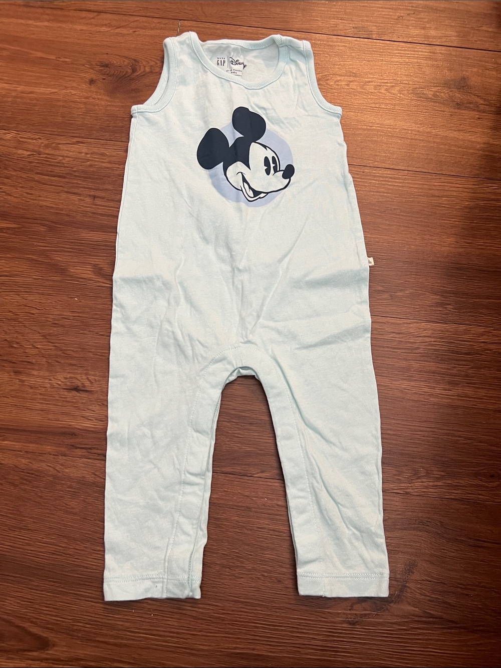 GAP Light Blue Mickey Mouse Sleeveless Baby Romper